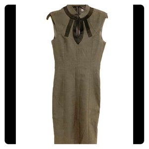 Gray dress with satin design.